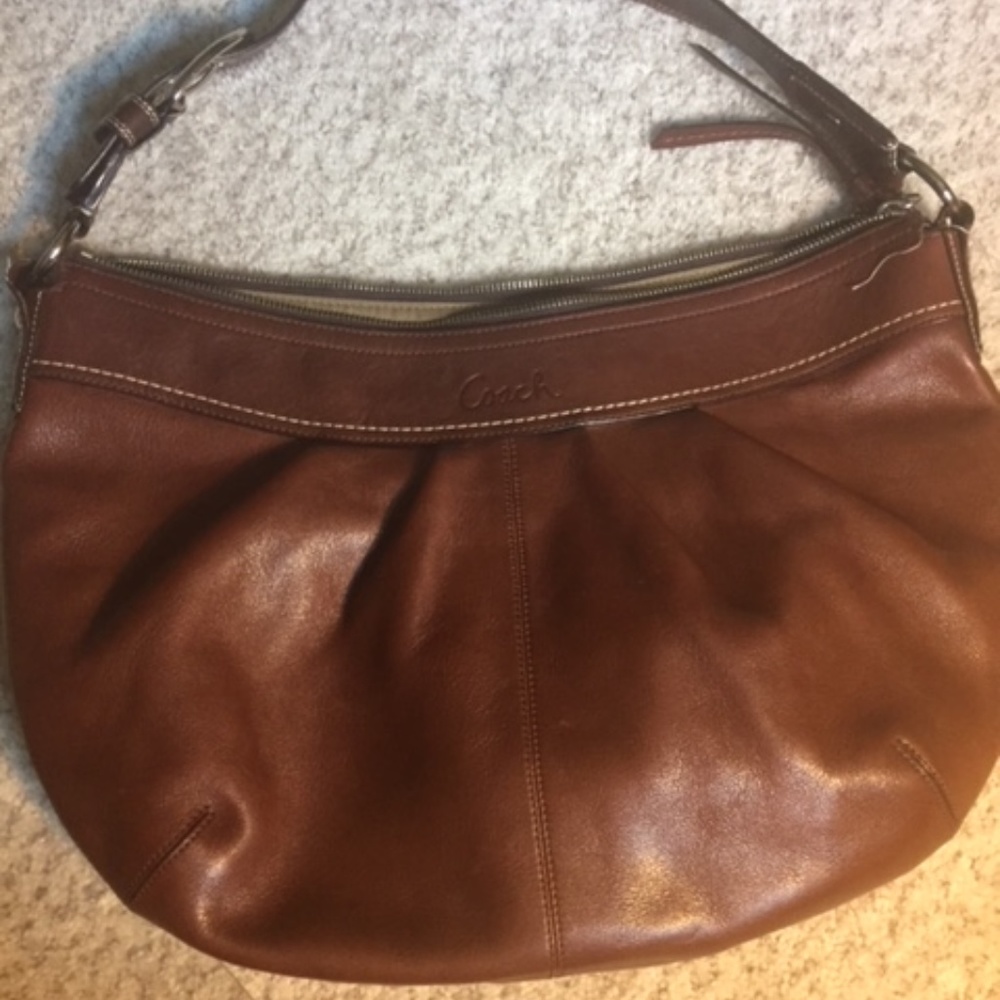 authentic coach brown large leather hobo shoulder